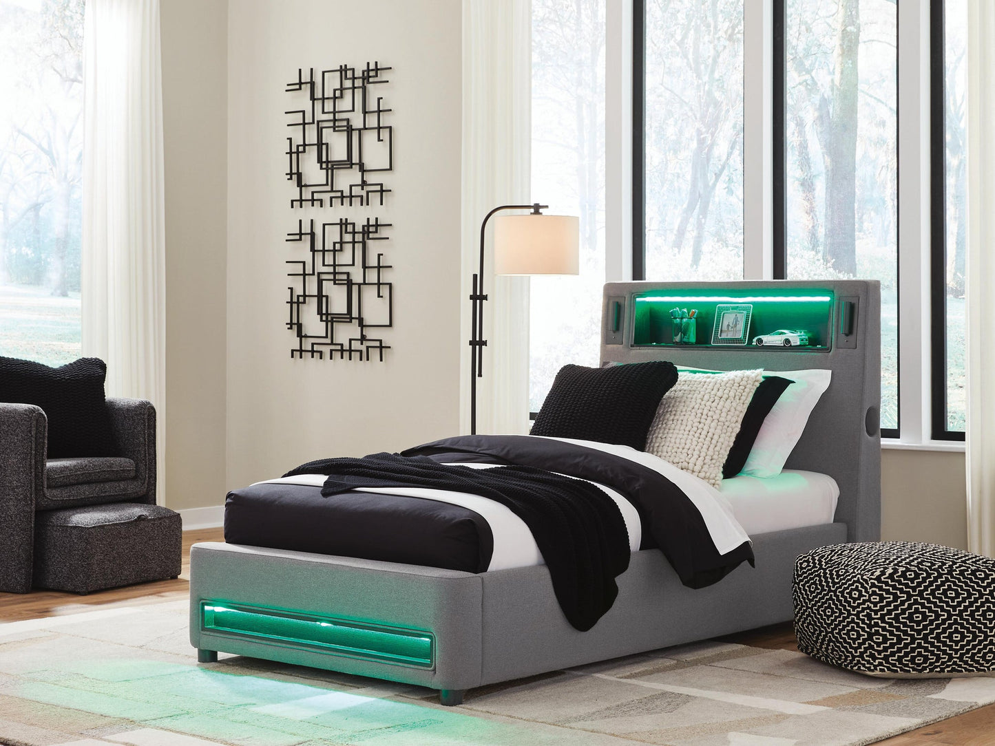 Ashley Express - Finigale Twin Upholstered Bed with Wireless Audio