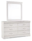 Anarasia Twin Sleigh Bed with Mirrored Dresser