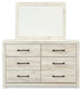 Cambeck Full Panel Bed with 2 Storage Drawers with Mirrored Dresser