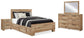 Hyanna Queen Panel Bed with 2 Side Storage, Dresser, Mirror and Nightstand