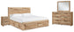 Hyanna King Panel Storage Bed with 2 Under Bed Storage Drawers, Dresser, Mirror and Nightstand