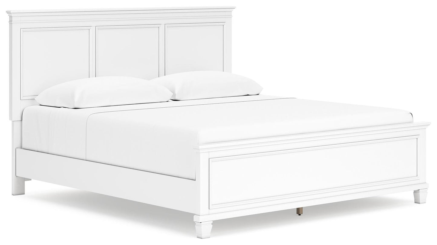 Fortman King Panel Bed with Mirrored Dresser and Nightstand