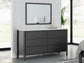 Cadmori Full Upholstered Panel Bed, Dresser and Mirror