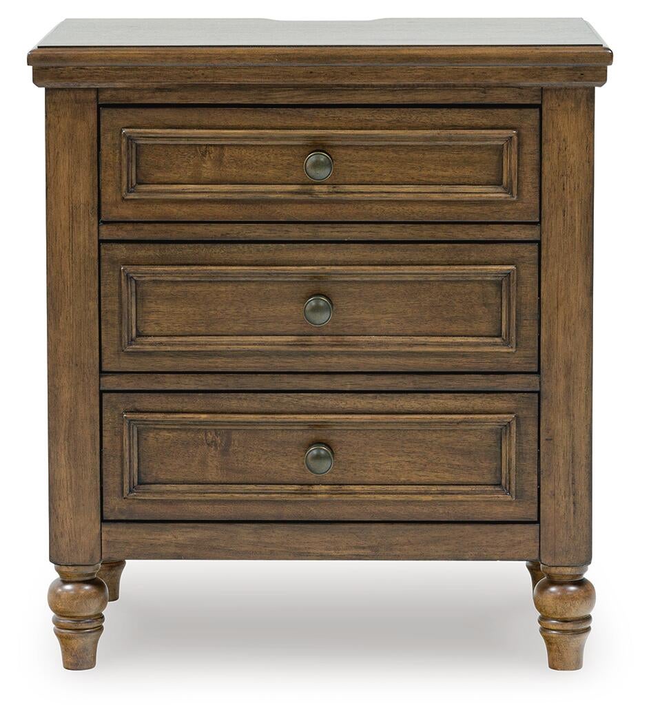Sturlayne Queen Upholstered Panel Bed, Dresser, Mirror, Chest and Nightstand
