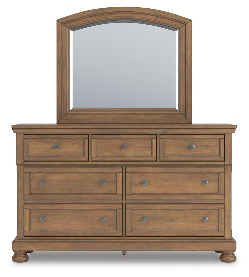Vandenmore Queen Panel Bed with Mirrored Dresser, Chest and Nightstand