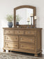 Vandenmore California King Storage Sleigh Bed with Mirrored Dresser