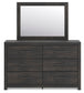 Delmorta King Panel Bed, Dresser and Mirror