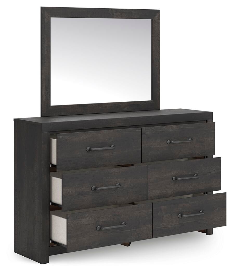 Delmorta King Panel Bed, Dresser and Mirror
