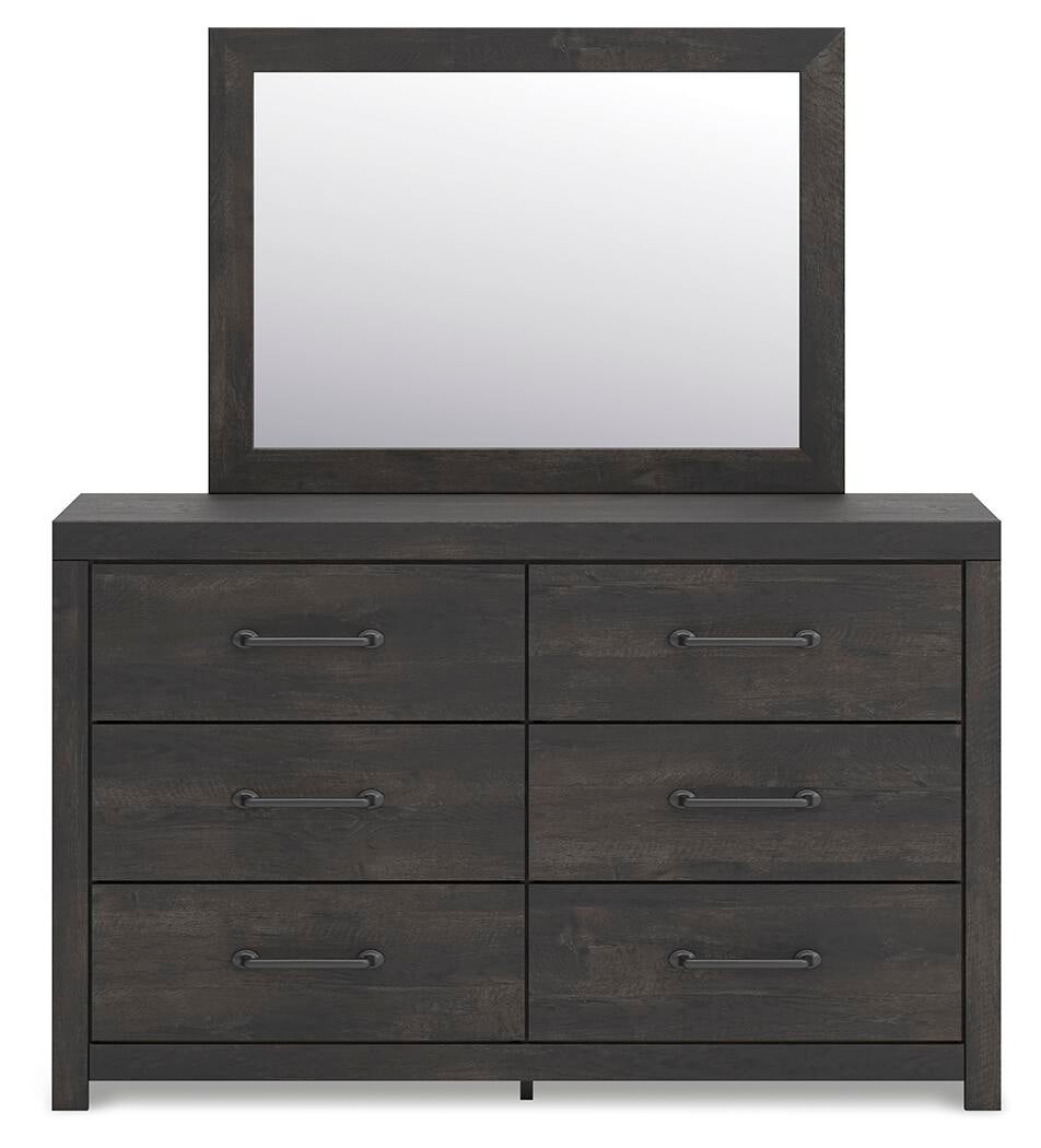 Delmorta Twin Panel Storage Bed, Dresser, Mirror and Nightstand