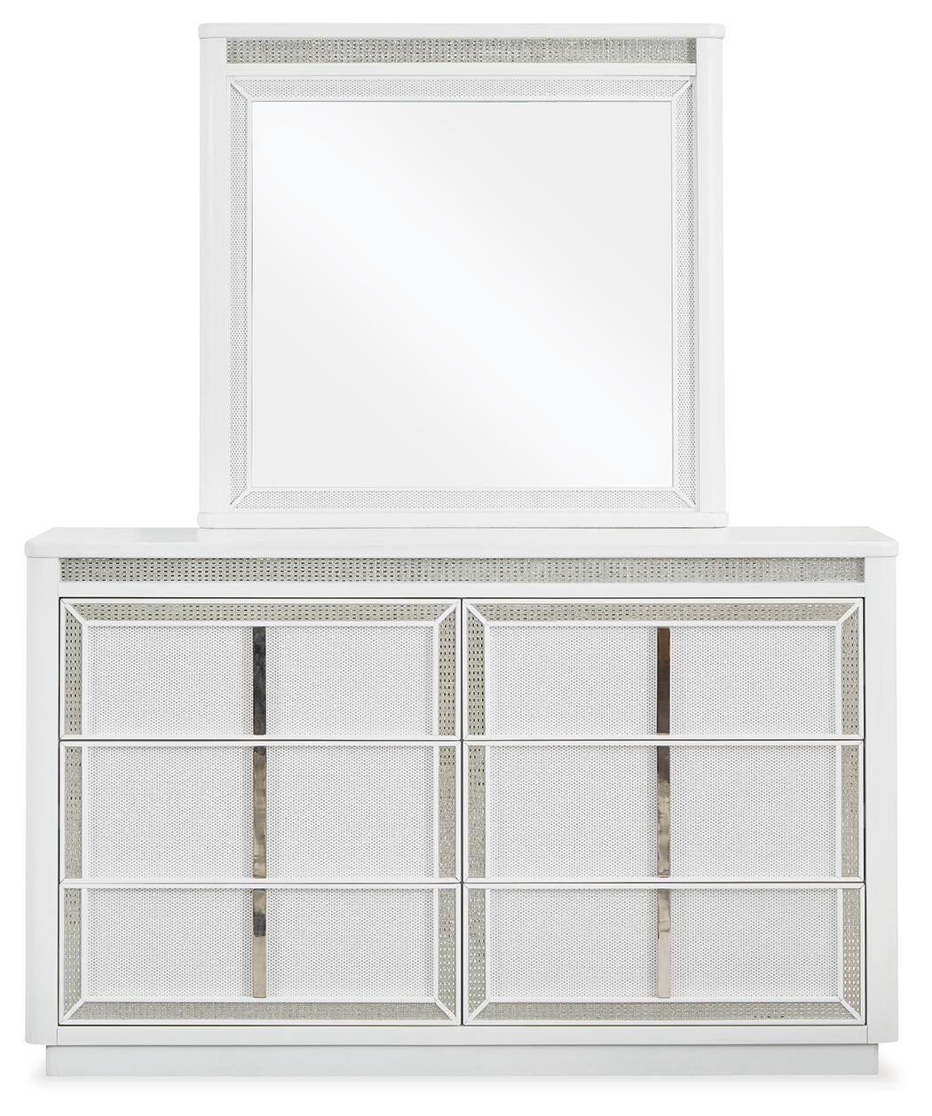 Chalanna King Upholstered Storage Bed, Dresser, Mirror, Chest and Nightstand