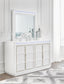 Chalanna King Upholstered Storage Bed, Dresser, Mirror, Chest and Nightstand