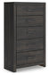 Delmorta Queen Panel Bed, Dresser, Mirror, Chest and Nightstand
