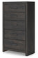 Delmorta Queen Panel Bed, Dresser, Mirror, Chest and Nightstand