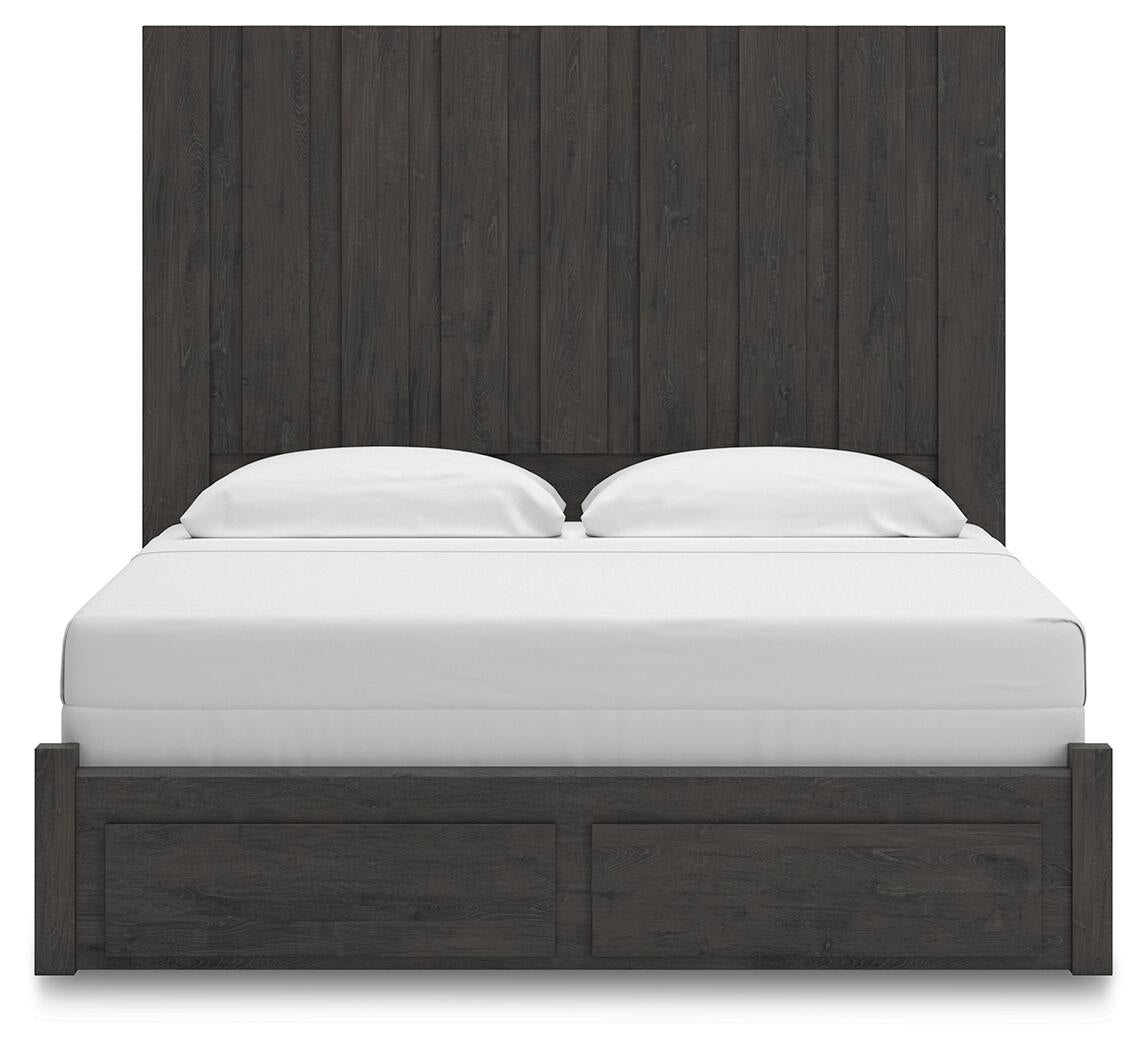 Parlayon King Panel Storage Bed, Dresser, Mirror, Chest and Nightstand