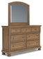 Vandenmore Queen Storage Sleigh Bed with Mirrored Dresser, Chest and Nightstand