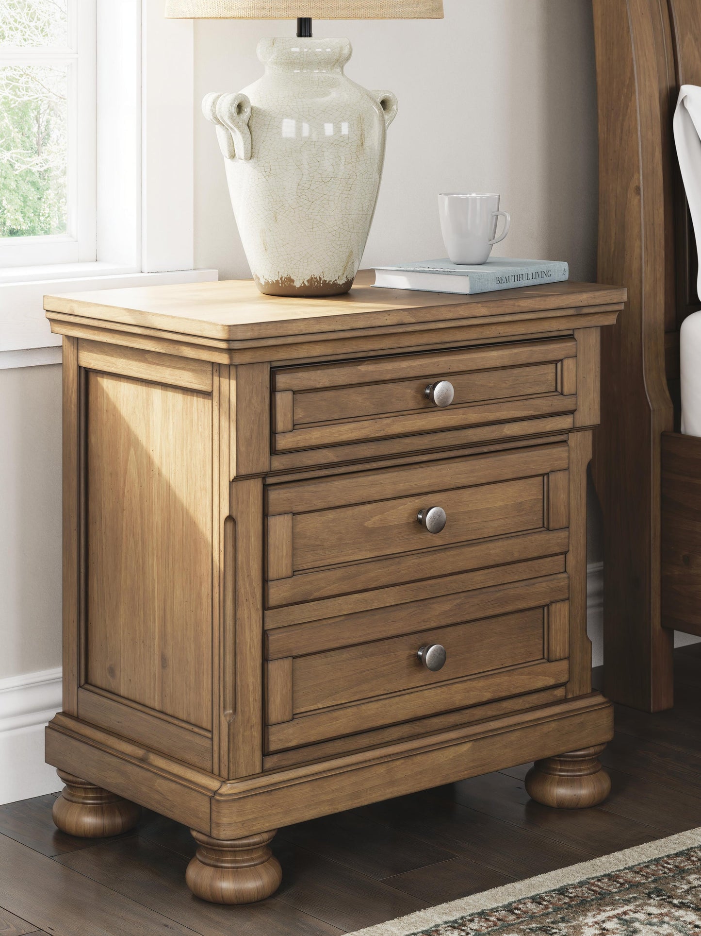 Vandenmore Queen Storage Sleigh Bed with Mirrored Dresser, Chest and Nightstand