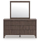 Pamytta Twin Upholstered Panel Platform Bed, Dresser, Mirror, Chest and Nightstand