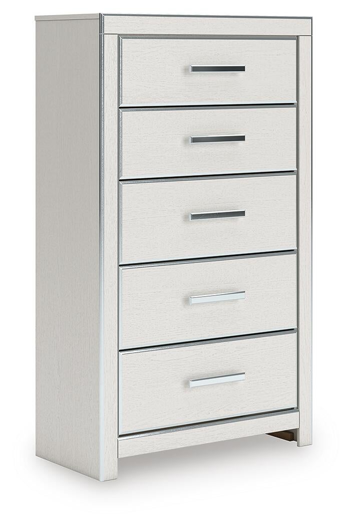 Birmonton California King Upholstered Bed, Dresser, Mirror, Chest and Nightstand