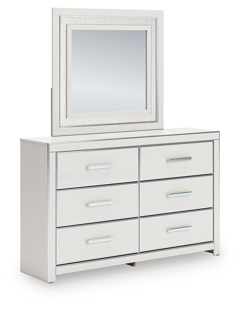 Birmonton King Upholstered Bed, Dresser, Mirror, Chest and Nightstand