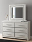 Birmonton King Upholstered Bed, Dresser, Mirror, Chest and Nightstand