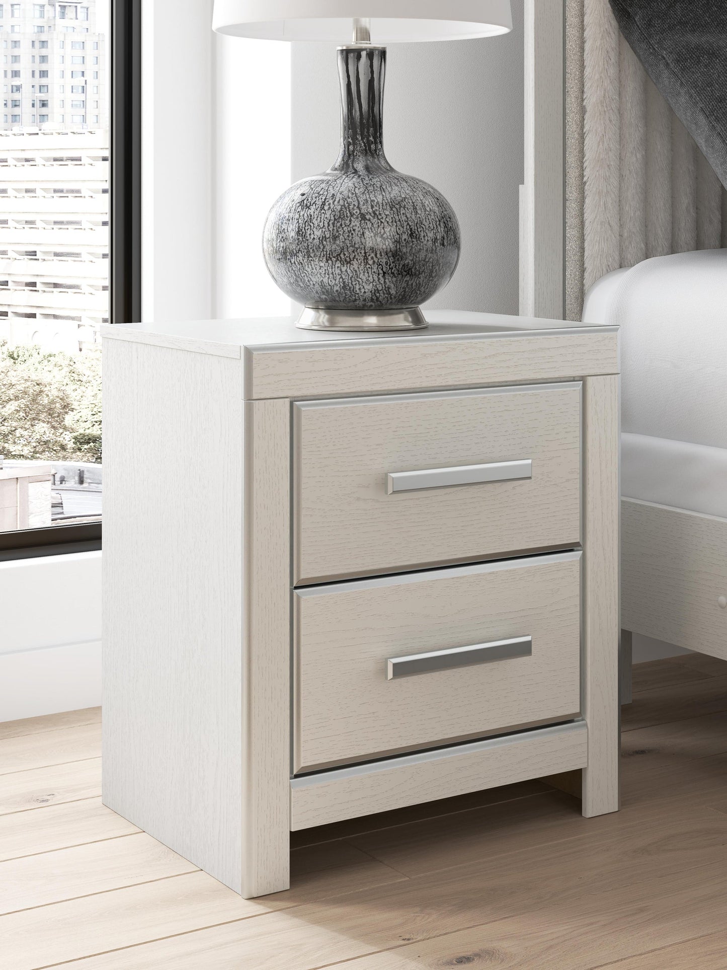 Birmonton King Upholstered Bed, Dresser, Mirror, Chest and Nightstand