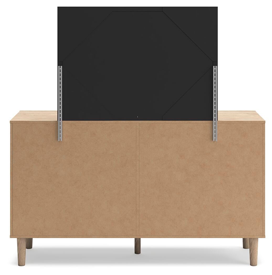 Cielden Full Upholstered Bed with Roll Slats, Dresser, Mirror and Nightstand