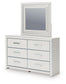 Birmonton California King Upholstered Bed, Dresser, Mirror and Nightstand