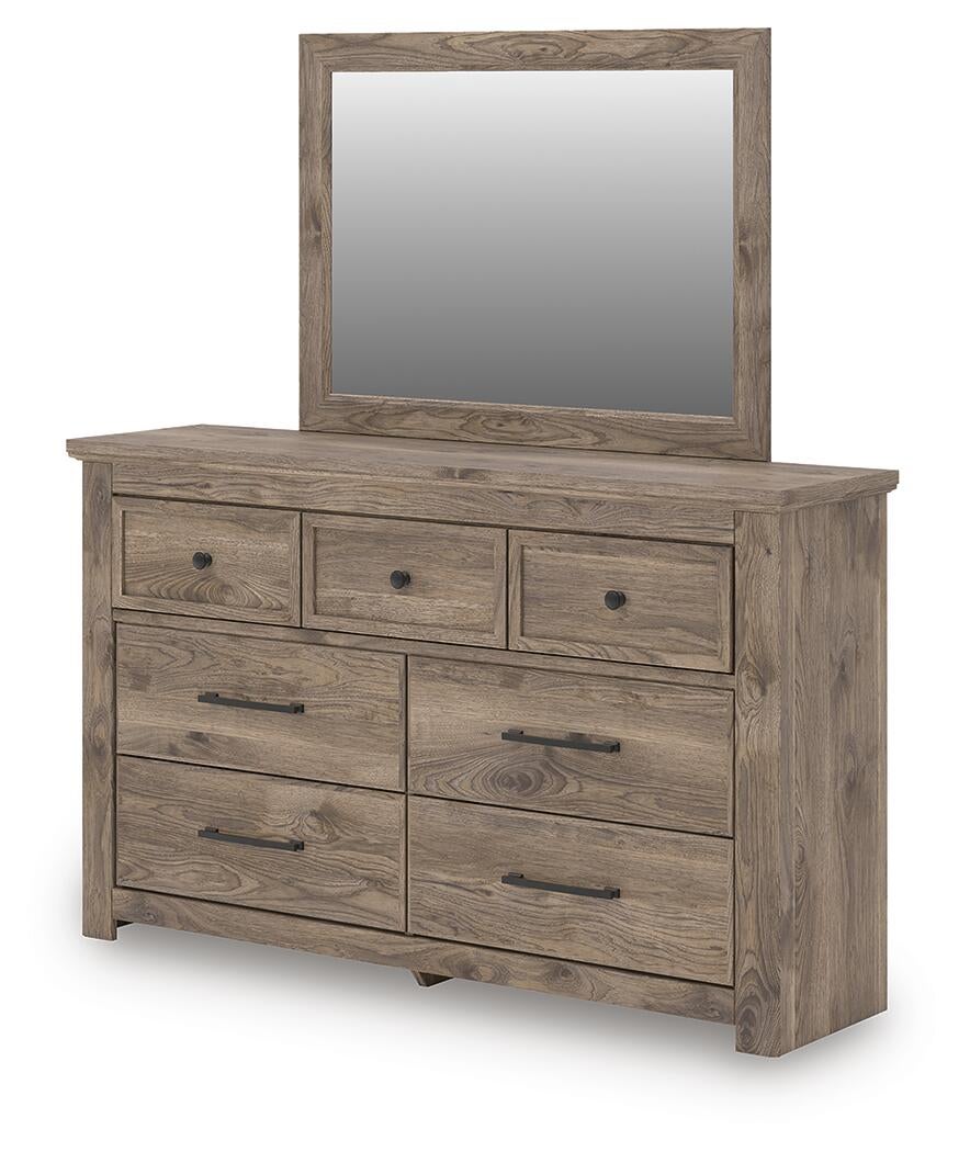 Rusticott King Poster Bed, Dresser, Mirror and Nightstand