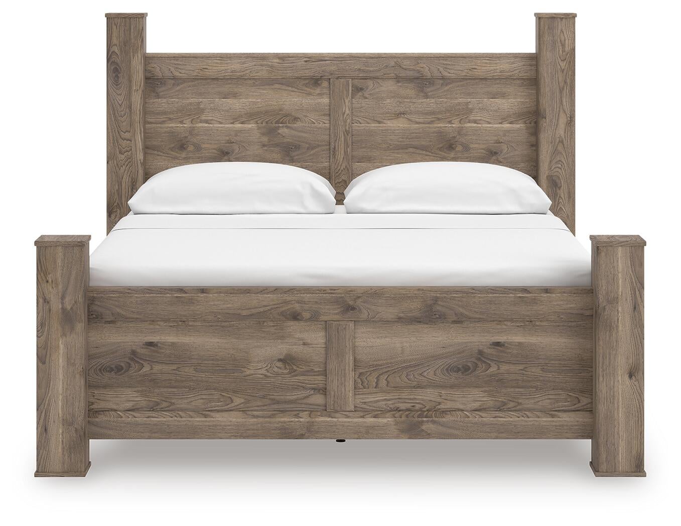 Rusticott King Poster Bed, Dresser, Mirror and Nightstand