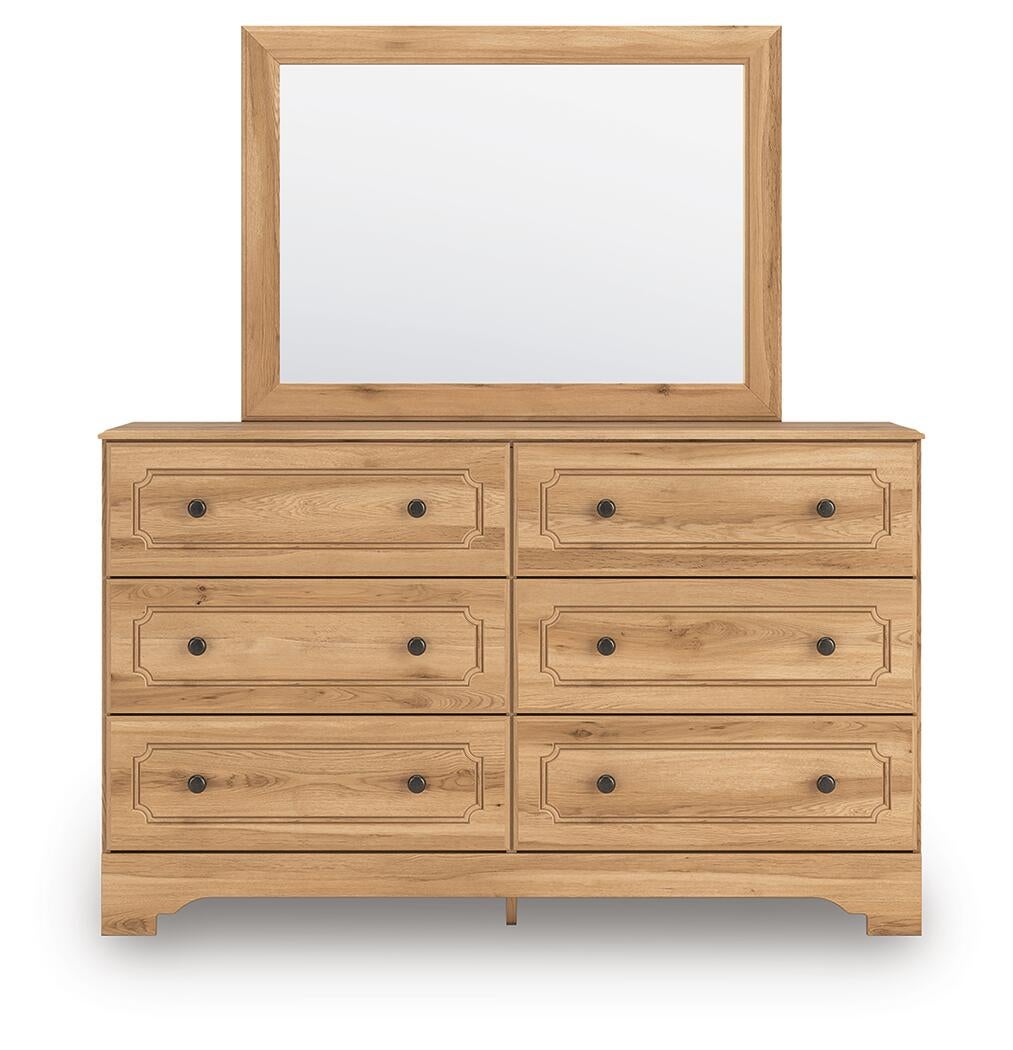 Aleaport Twin Panel Bed with Mirrored Dresser