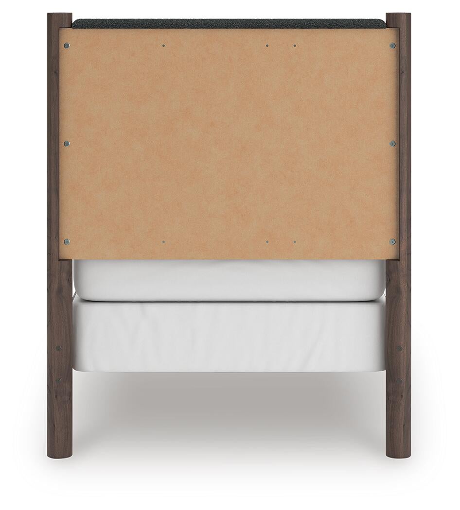 Pamytta Twin Upholstered Panel Bed, Dresser, Mirror, Chest and Nightstand