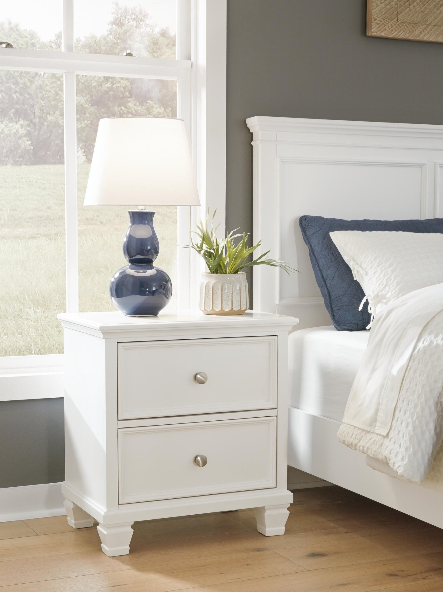 Fortman King Panel Storage Bed with Mirrored Dresser and Nightstand
