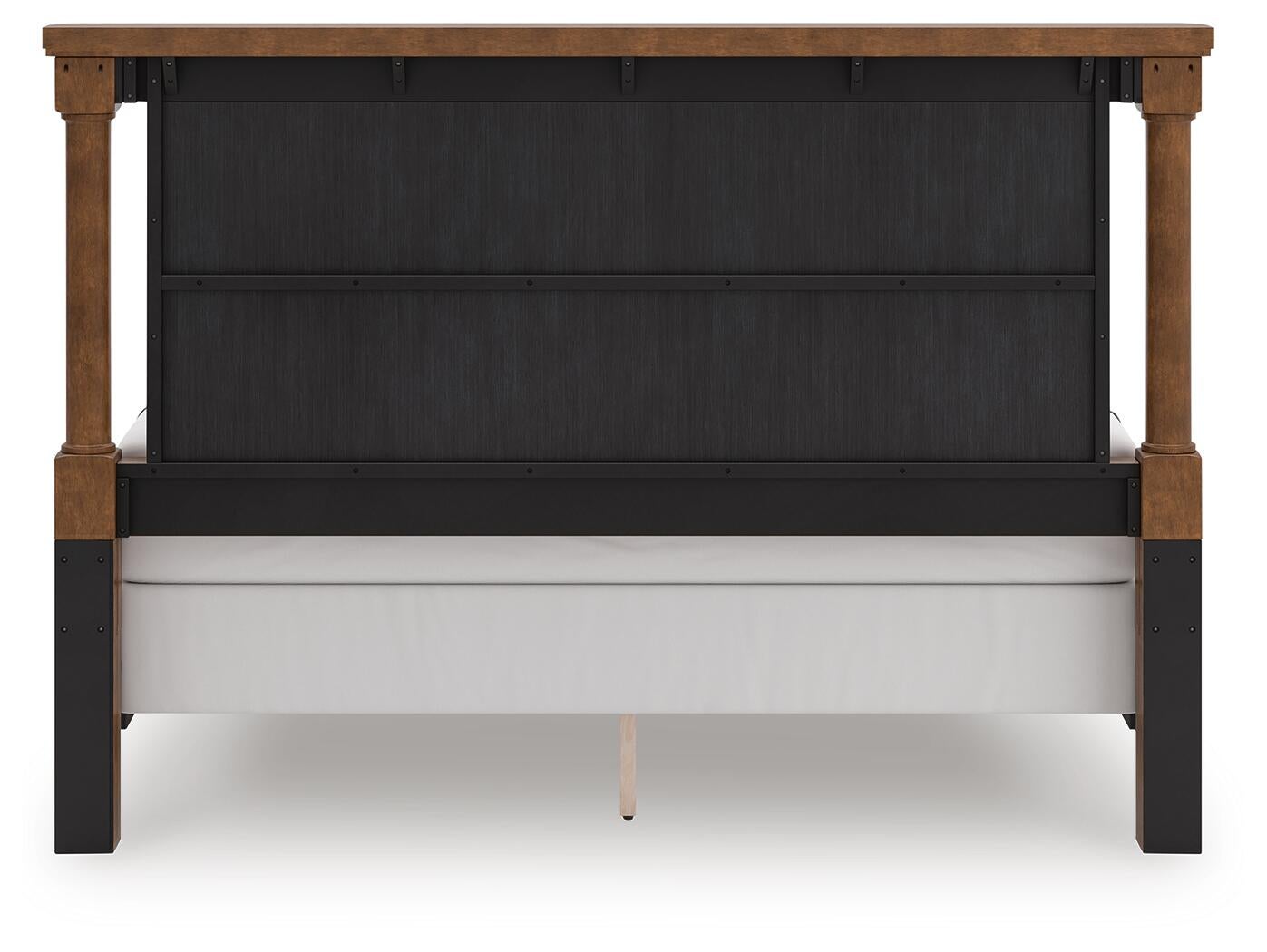Rowlenstown King Poster Bed with Mirrored Dresser and Nightstand