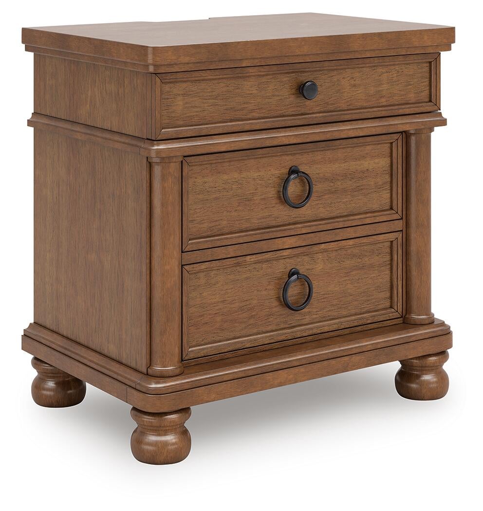 Rowlenstown King Poster Bed with Mirrored Dresser and Nightstand
