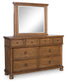 Rowlenstown California King Poster Bed with Mirrored Dresser and Nightstand