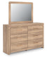 Hollymount King Upholstered Panel Bed, Dresser and Mirror