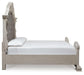 Bruchandi California King Upholstered Panel Bed with Mirrored Dresser and Nightstand