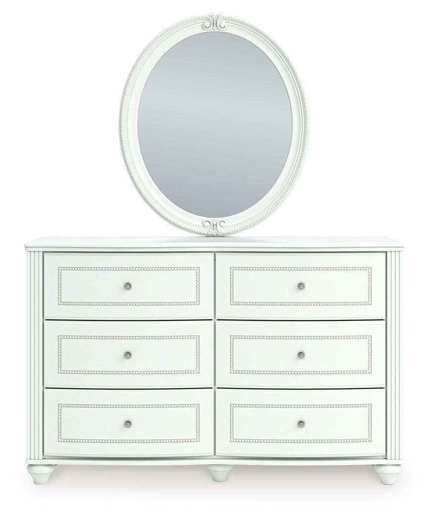 Kozlani Twin Upholstered Panel Bed, Dresser, Mirror and Nightstand