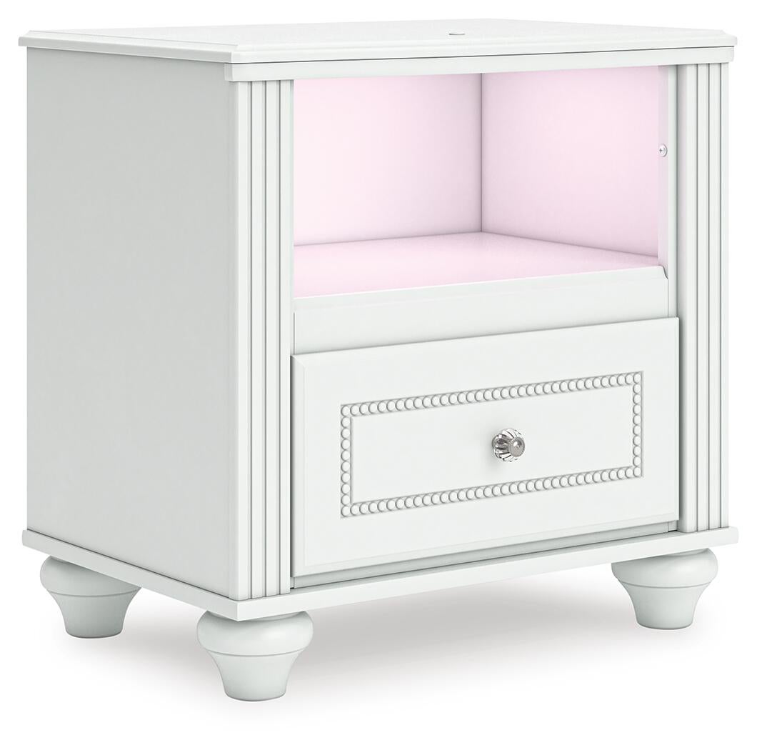 Kozlani Twin Upholstered Panel Bed, Dresser, Mirror and Nightstand