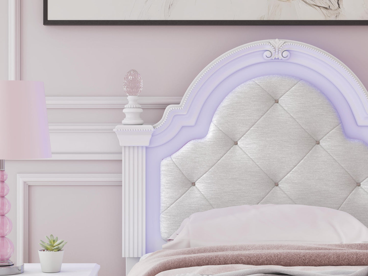 Kozlani Twin Upholstered Panel Bed, Dresser, Mirror and Nightstand