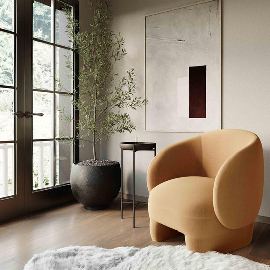 IkIk Velvet Accent Chair - Cognac