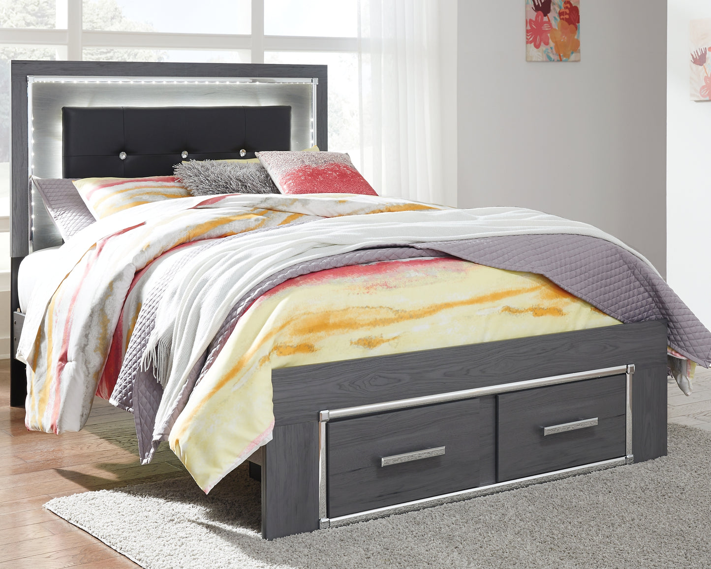 Lodanna Queen Panel Bed with 2 Storage Drawers