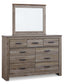 Zelen Full Panel Headboard with Mirrored Dresser