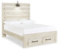 Cambeck Full Panel Bed with 4 Storage Drawers with Mirrored Dresser, Chest and Nightstand