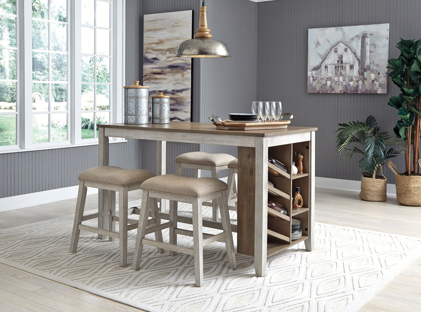 Ashley Express - Skempton Counter Height Dining Table and 4 Barstools