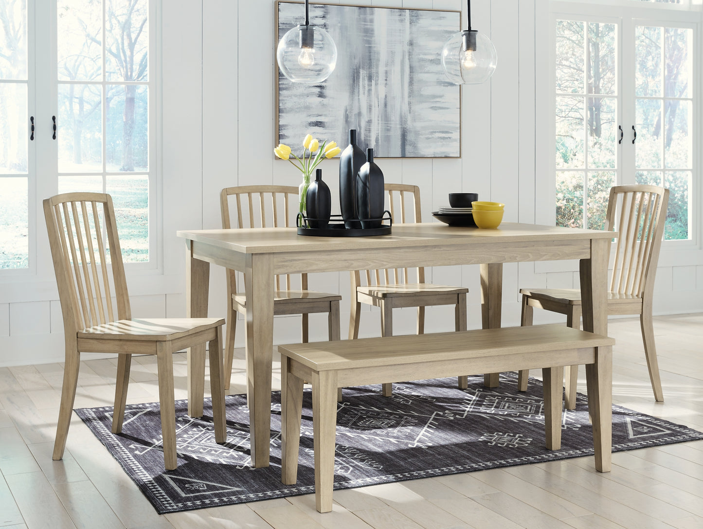 Ashley Express - Gleanville Dining Table and 4 Chairs and Bench