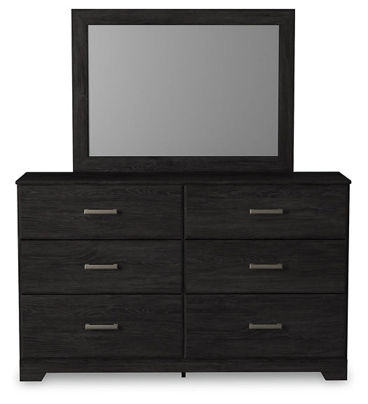 Belachime Twin Panel Bed with Mirrored Dresser, Chest and 2 Nightstands