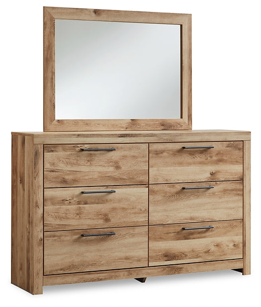 Hyanna Full Panel Storage Bed with Mirrored Dresser