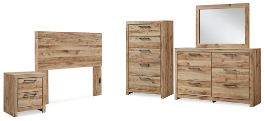 Hyanna Full Panel Headboard with Mirrored Dresser, Chest and Nightstand