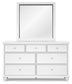 Fortman California King Panel Bed with Mirrored Dresser and Nightstand
